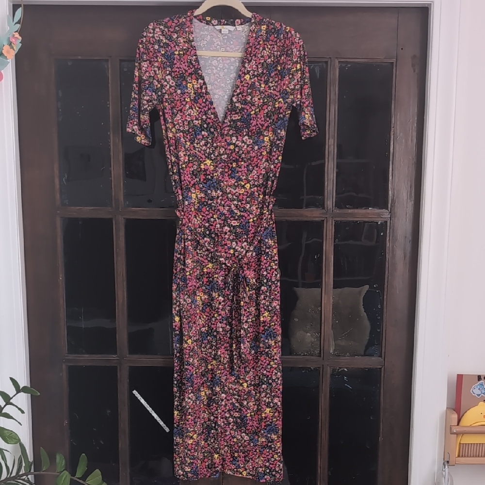 Floral V-Neck Wrap Dress